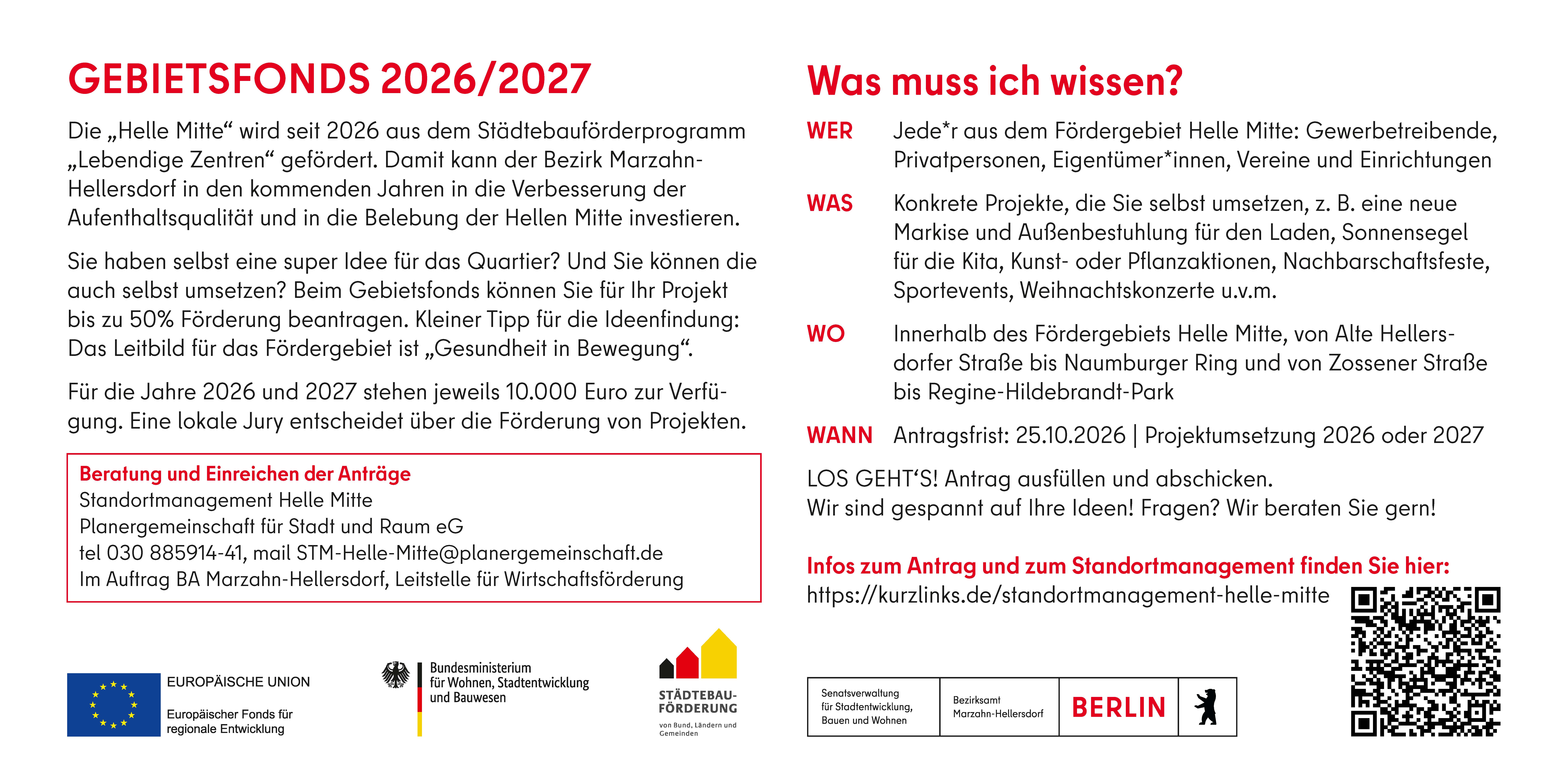 Vorderseite Flyer Gebietsfond 2026/2027